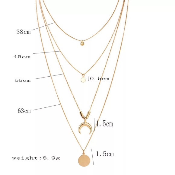 ‼️3/$30 Boho Multilayer Gold Horn Choker Necklace - Picture 5 of 6